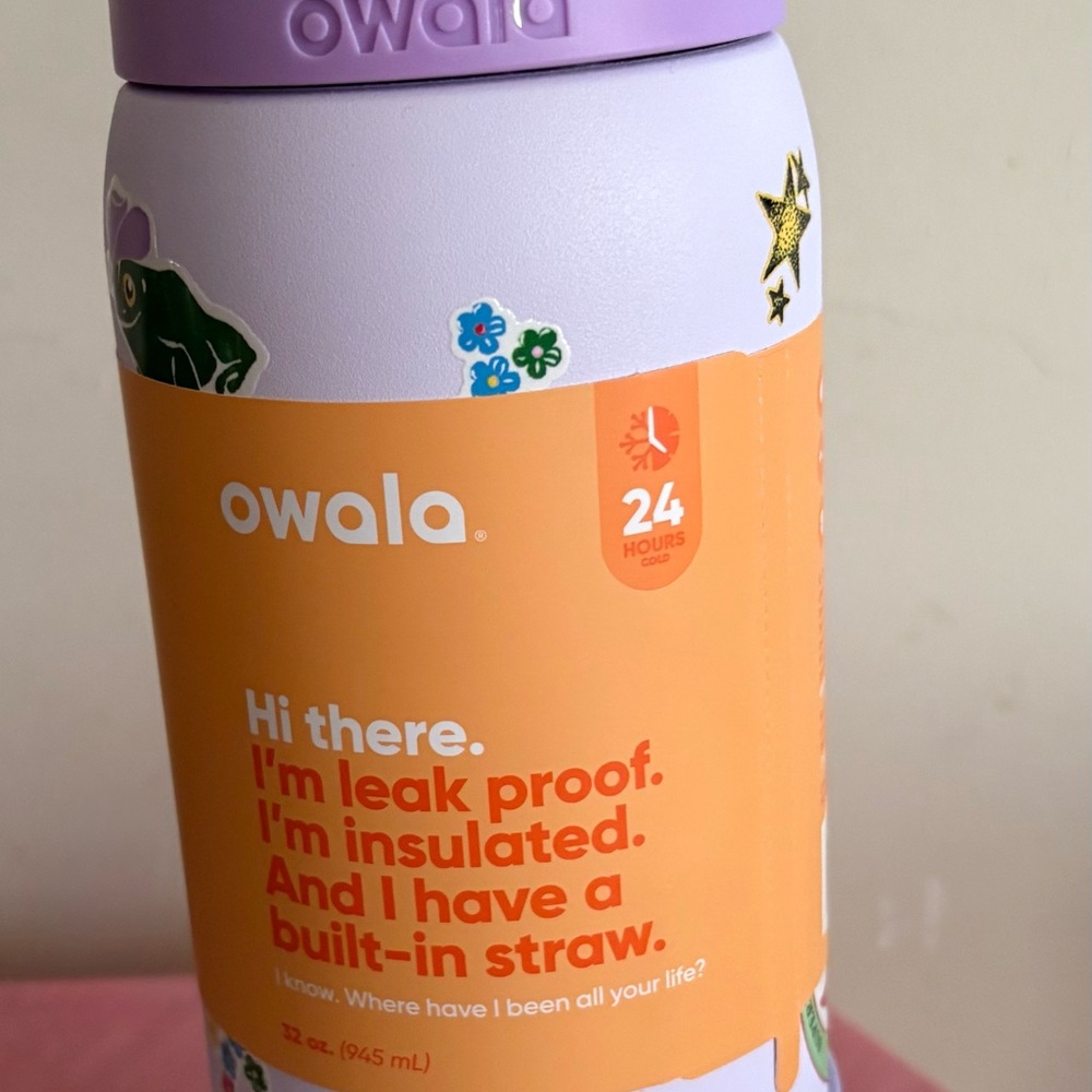 Owala Dear Diary Insulated Water Bottle with Built-in Straw.